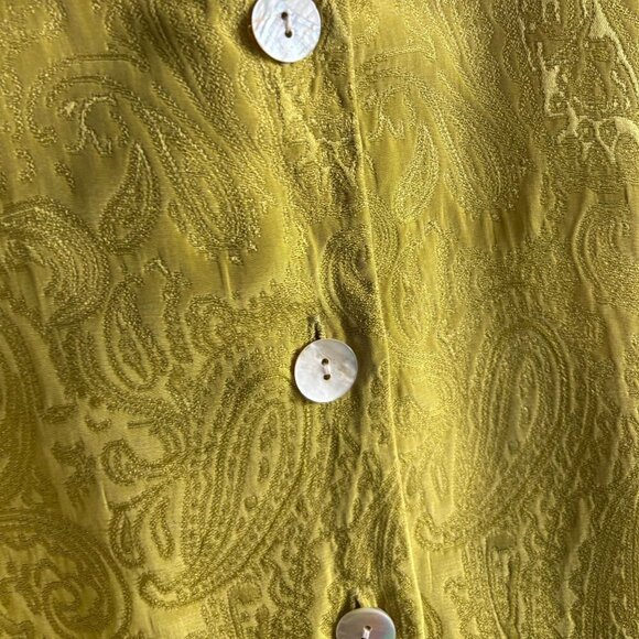 Chicos Women Long Sleeve With Collar Button Down Silk Jacket Lime Green Size 0 - Picture 7 of 10